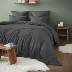 EMINZA Taie d'oreiller Nina rectangulaire flanelle (50 x 80 cm) Nina Gris Anthracite Online