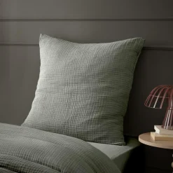 EMINZA Taie d'oreiller quadruple gaze de coton (60 x 60 cm) Victoria x Gaïa Vert romarin Discount