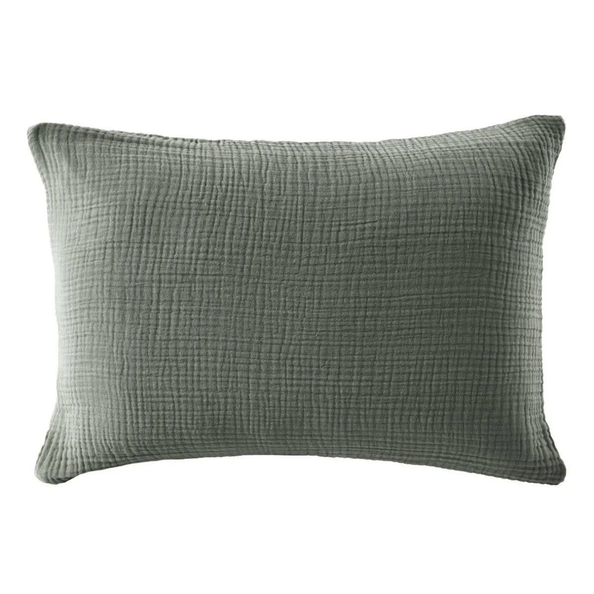 EMINZA Taie d'oreiller quadruple gaze de coton (50 x 80 cm) Victoria x Gaïa Vert romarin Outlet
