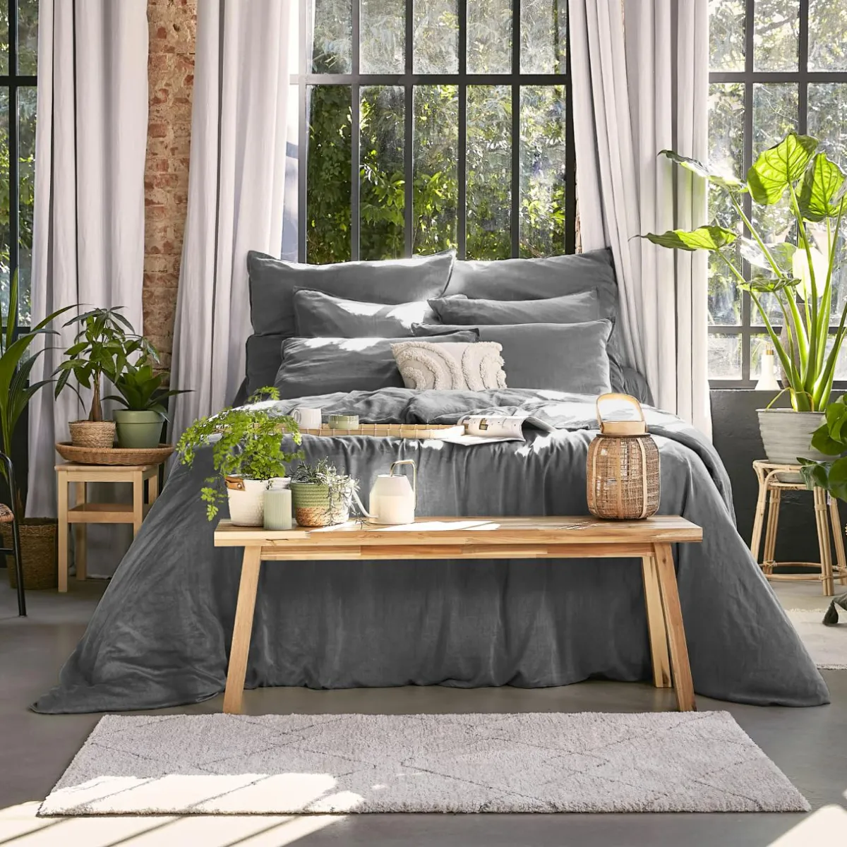 EMINZA Taie d'oreiller rectangulaire lyocell Tencel™ lavé (50 x 80 cm) Olivia granit Gris Sale