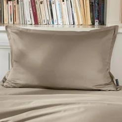 EMINZA Taie d'oreiller rectangulaire percale de coton (50 x 80 cm) Cali Taupe Best