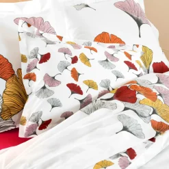 TRADI LINGE Taie d'oreiller rectangulaire percale de coton (50 x 70 cm) Ginkgo Multicolore Clearance