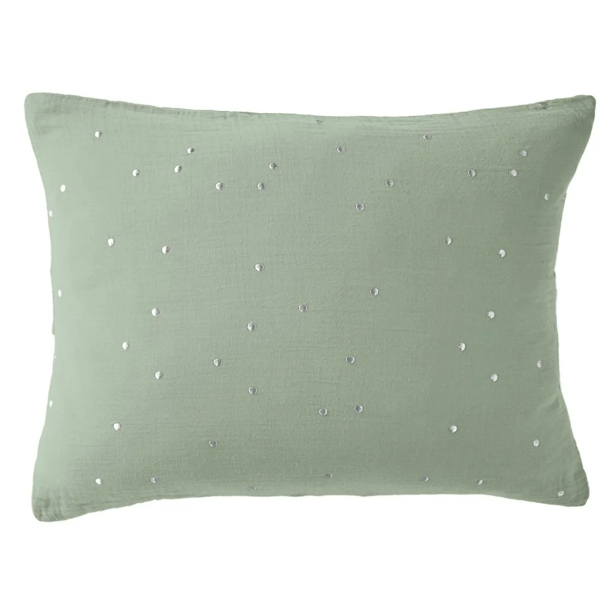 EMINZA Taie d'oreiller rectangulaire gaze de coton (50 x 70 cm) Gaïa Chic Vert Eucalyptus Hot