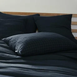 EMINZA Taie d'oreiller rectangulaire gaze de coton (50 x 70 cm) Gaïa Mix Bleu nuit Sale