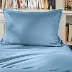 EMINZA Taie d'oreiller rectangulaire percale de coton (50 x 80 cm) Cali Bleu Ciel