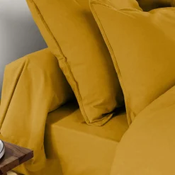 EMINZA Taie d'oreiller rectangulaire flanelle de coton (50 x 80 cm) Nina Jaune ocre Outlet