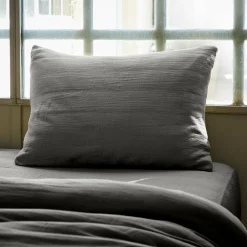 EMINZA Taie d'oreiller rectangulaire gaze de coton (50 x 70 cm) Gaïa Gris granit Gris foncé Online