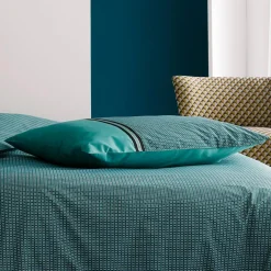 TRADI LINGE Taie d'oreiller rectangulaire percale de coton (50 x 70 cm) Gustav émeraude Vert Outlet