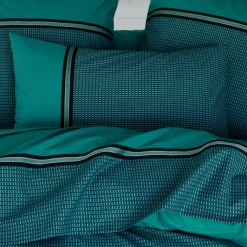 TRADI LINGE Taie d'oreiller rectangulaire percale de coton (50 x 70 cm) Gustav émeraude Vert Outlet