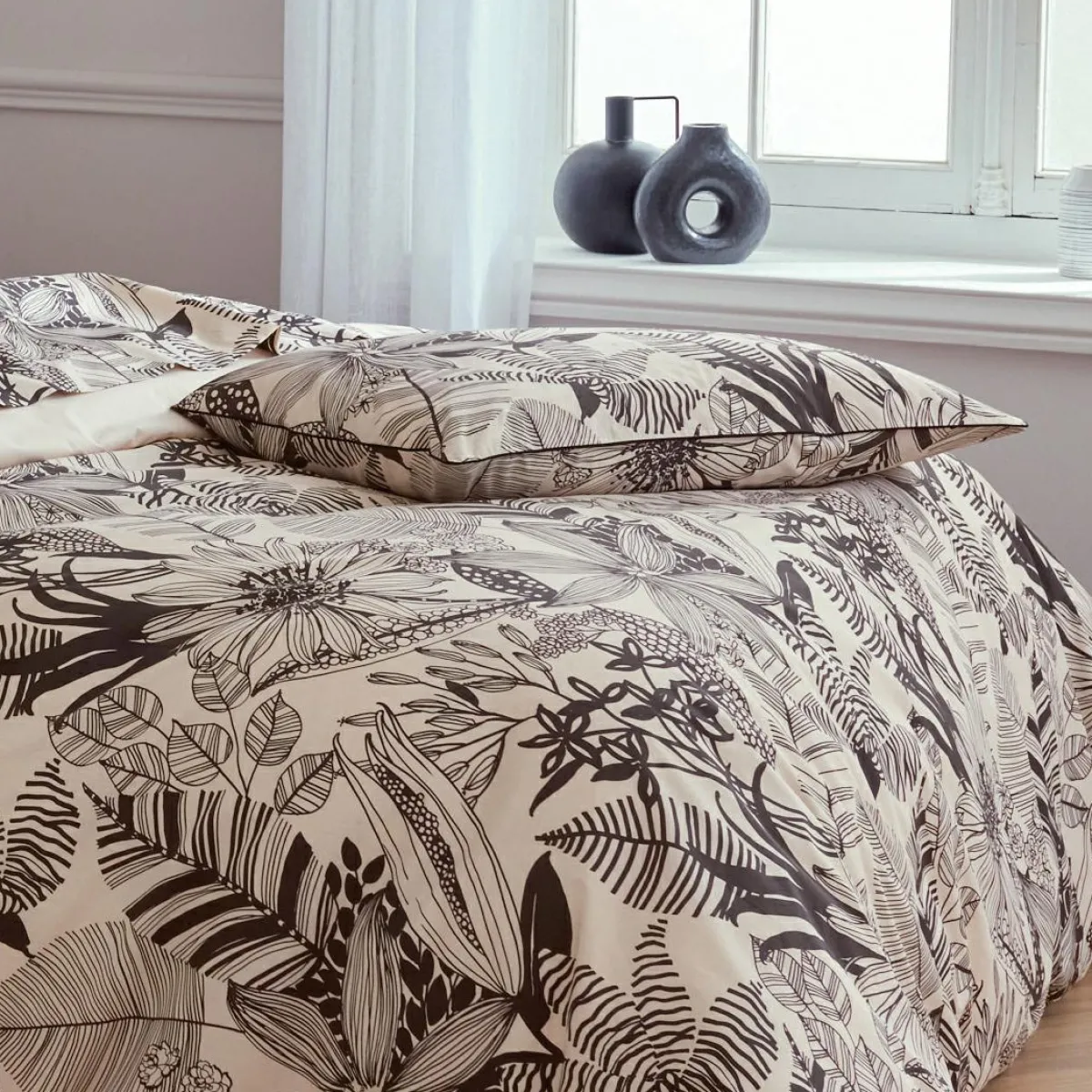 TRADILINGE Taie d'oreiller rectangulaire percale de coton (50 x 70 cm) Alba e Noir Clearance