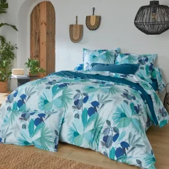 TRADILINGE Taie d'oreiller rectangulaire percale de coton (50 x 70 cm) Moorea e Bleu New