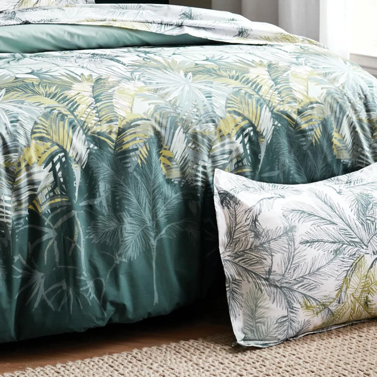 TRADILINGE Taie d'oreiller rectangulaire percale de coton (50 x 70 cm) Trinidad Mousson e Vert Hot