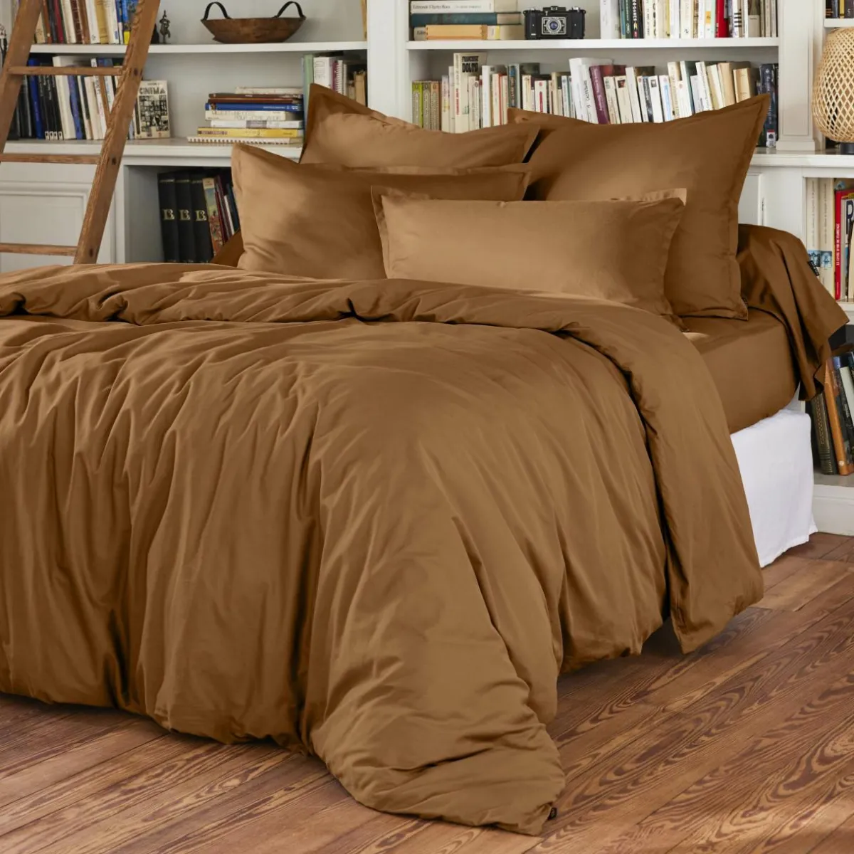 EMINZA Taie d'oreiller rectangulaire percale de coton (50 x 70 cm) Cali Camel