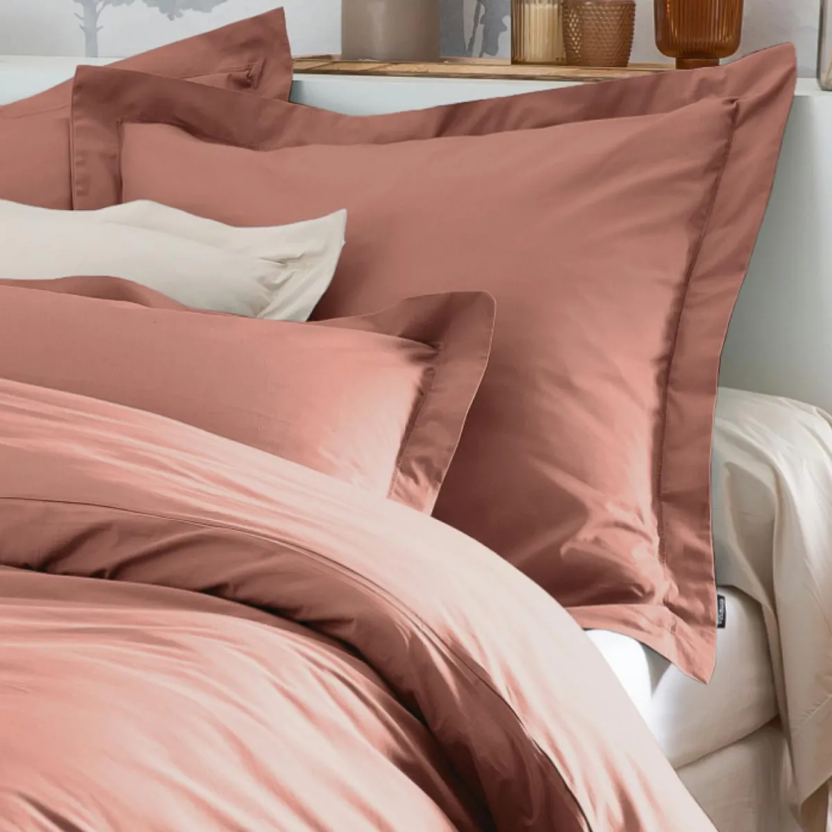 EMINZA Taie d'oreiller rectangulaire percale de coton (50 x 80 cm) Cali Bois de rose Rose clair Discount