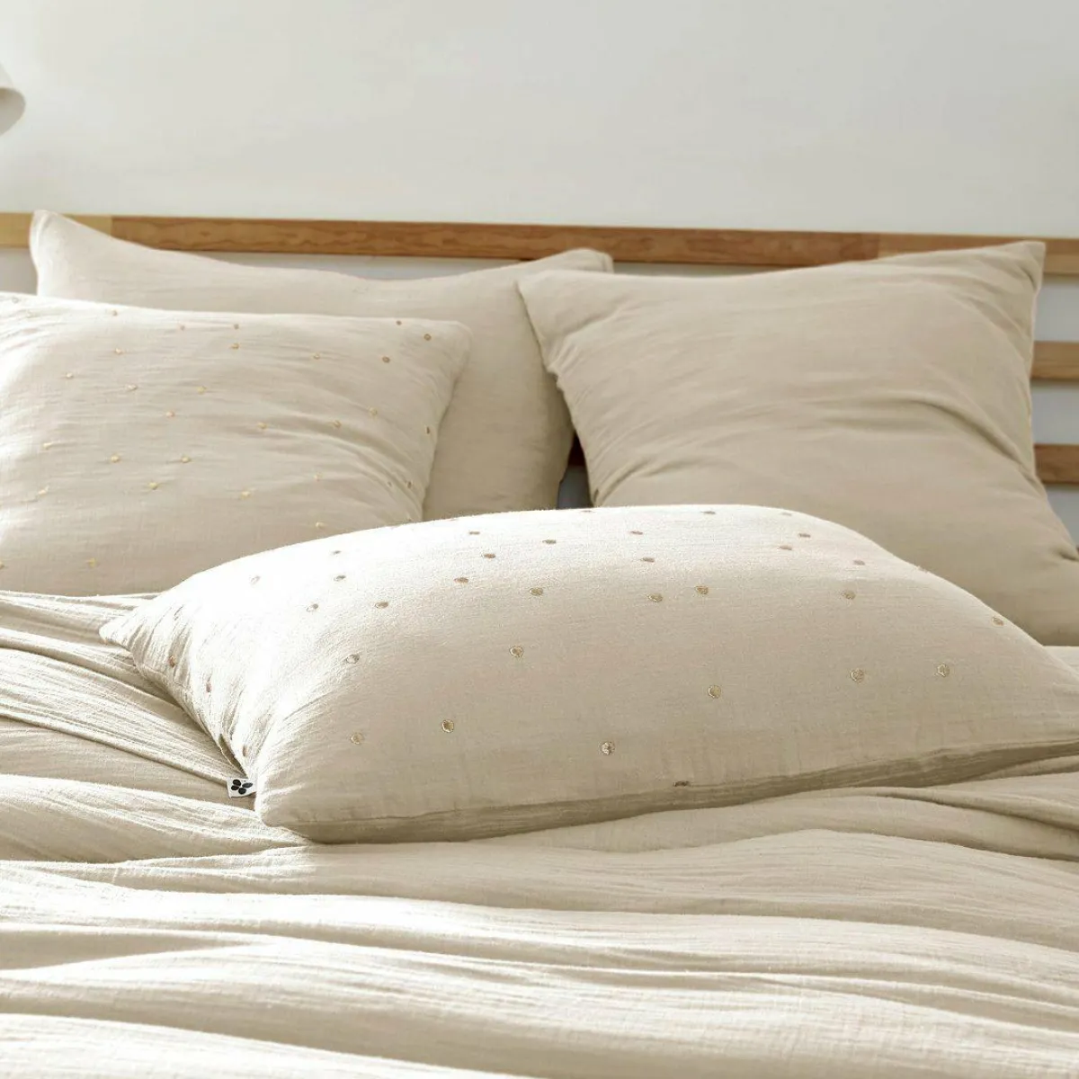 EMINZA Taie d'oreiller rectangulaire gaze de coton (50 x 70 cm) Gaïa Chic pampa Beige Clearance