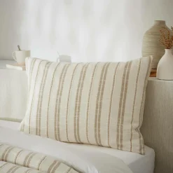 EMINZA Taie d'oreiller rectangulaire réversible coton texturé et percale (50 x 70 cm) Alice Ficelle Clearance