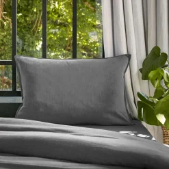 EMINZA Taie d'oreiller rectangulaire lyocell Tencel™ lavé (50 x 70 cm) Olivia granit Gris Hot