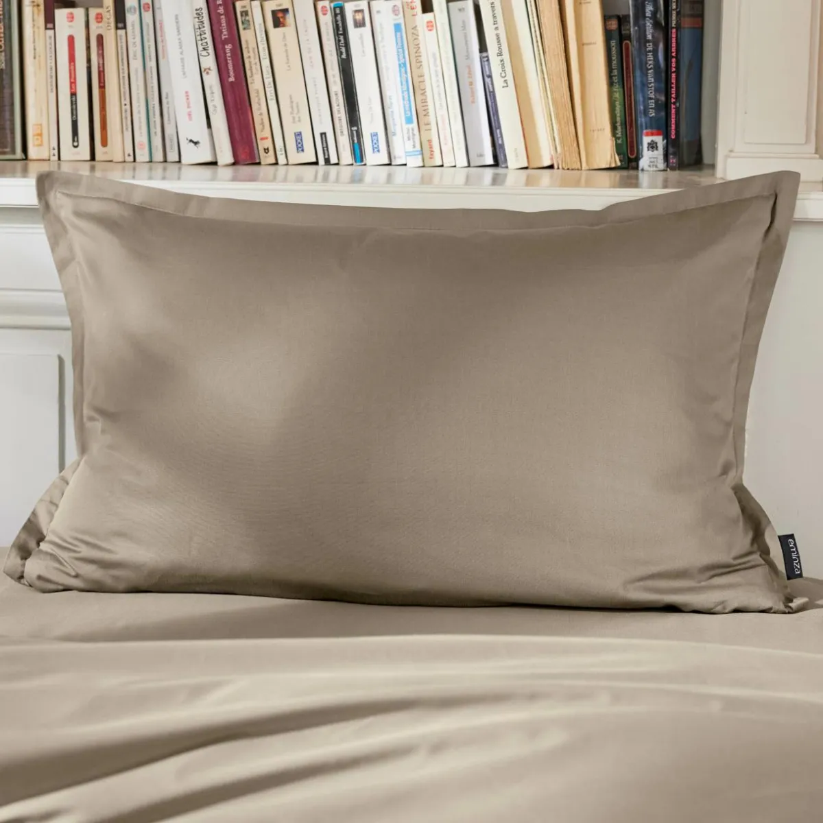 EMINZA Taie d'oreiller rectangulaire percale de coton (50 x 70 cm) Cali Taupe New