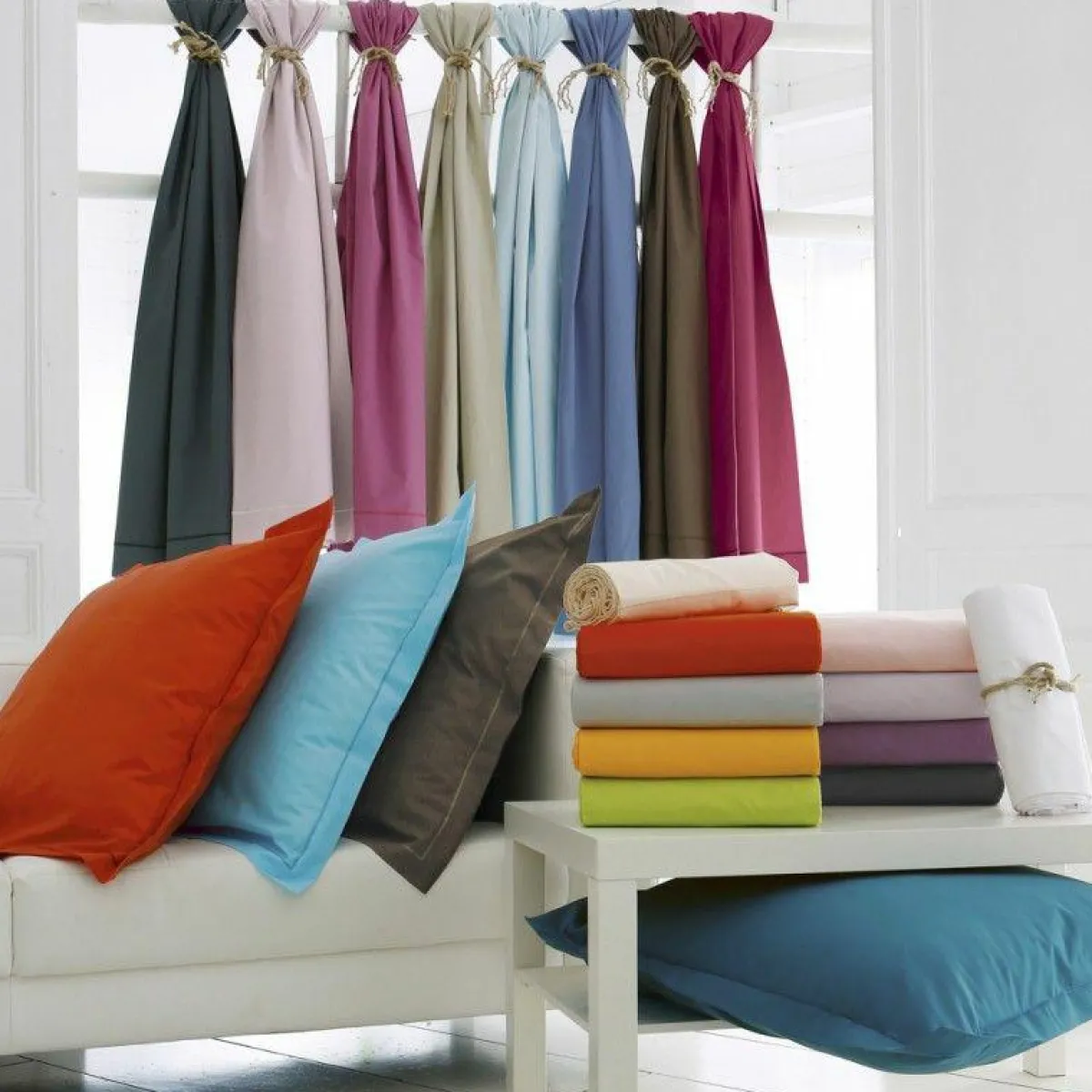 TRADI LINGE Taie d'oreiller rectangulaire coton Félicie ruban Rose clair