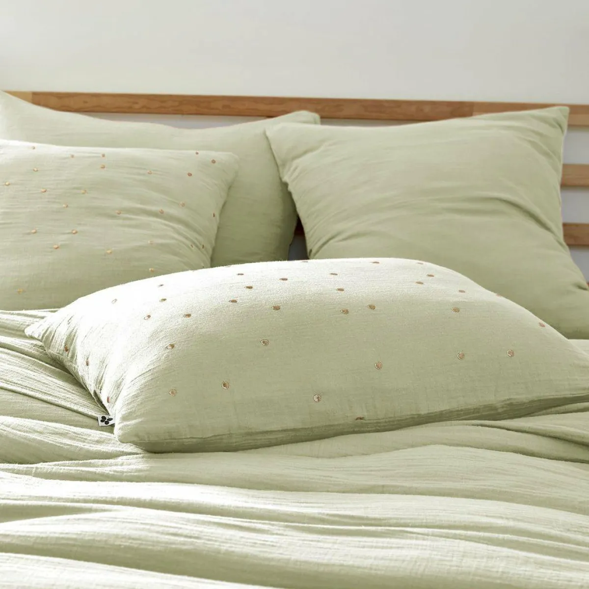EMINZA Taie d'oreiller rectangulaire gaze de coton (50 x 70 cm) Gaïa Chic Vert tilleul New