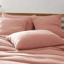 EMINZA Taie d'oreiller rectangulaire gaze de coton (50 x 70 cm) Gaïa Chic Rose Pêche Discount