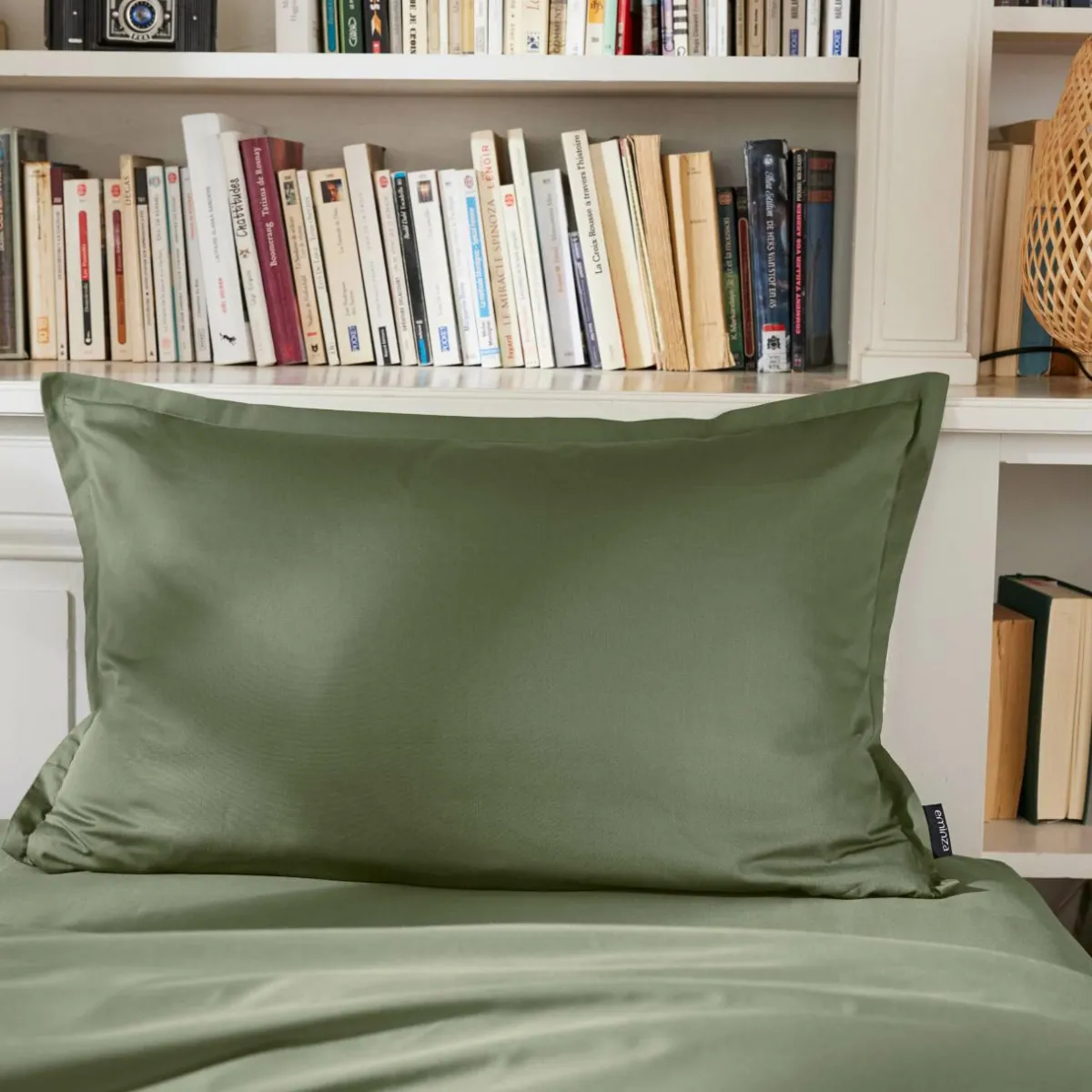 EMINZA Taie d'oreiller rectangulaire percale de coton (50 x 70 cm) Cali Vert romarin Outlet