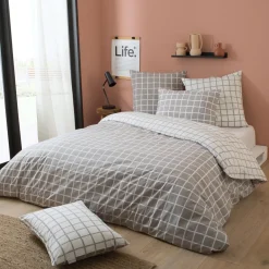 TRADILINGE Taie d'oreiller rectangulaire percale de coton (50 x 70 cm) Max e Gris Hot