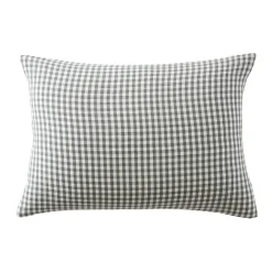 EMINZA Taie d'oreiller rectangulaire gaze de coton (50 x 70 cm) Gaïa vichy Vert romarin Hot