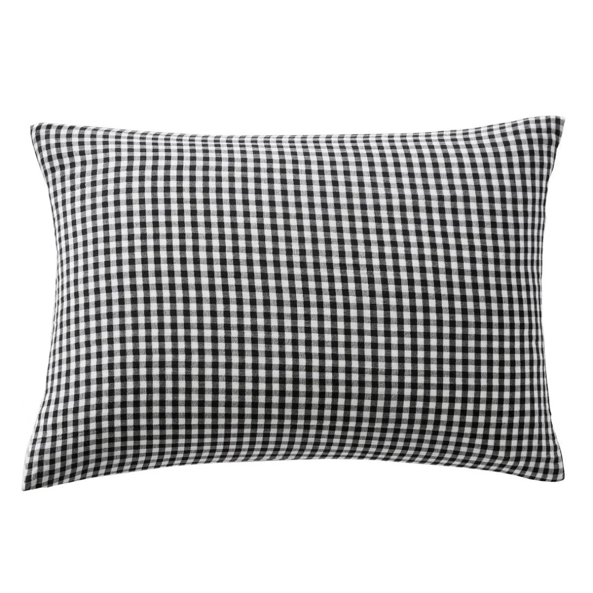 EMINZA Taie d'oreiller Rectangulaire gaze de coton (50 x 80 cm) Gaïa Vichy noir Best