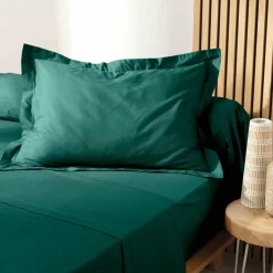 DOUCEUR D'INTERIEUR Taie d'oreiller rectangulaire coton bio (50 x 70 cm) Biolina Vert émeraude Best