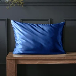 EMINZA Taie d'oreiller rectangulaire soie de mûrier (50 x 70 cm) Mizuki Bleu marine New
