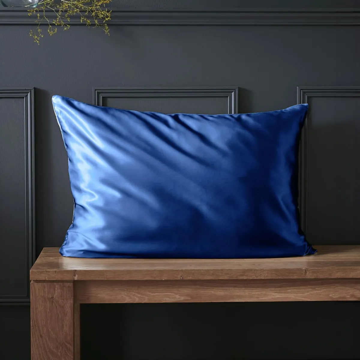 EMINZA Taie d'oreiller rectangulaire soie de mûrier (50 x 70 cm) Mizuki Bleu marine New