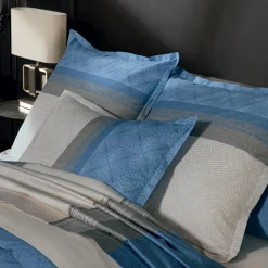 TRADI LINGE Taie d'oreiller rectangulaire satin de coton (50 x 70 cm) Tiago Bleue Noir Online