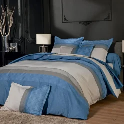 TRADI LINGE Taie d'oreiller rectangulaire satin de coton (50 x 70 cm) Tiago Bleue Noir Online