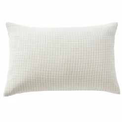 EMINZA Taie d'oreiller Rectangulaire gaze de coton (50 x 80 cm) Gaïa Vichy beige Best