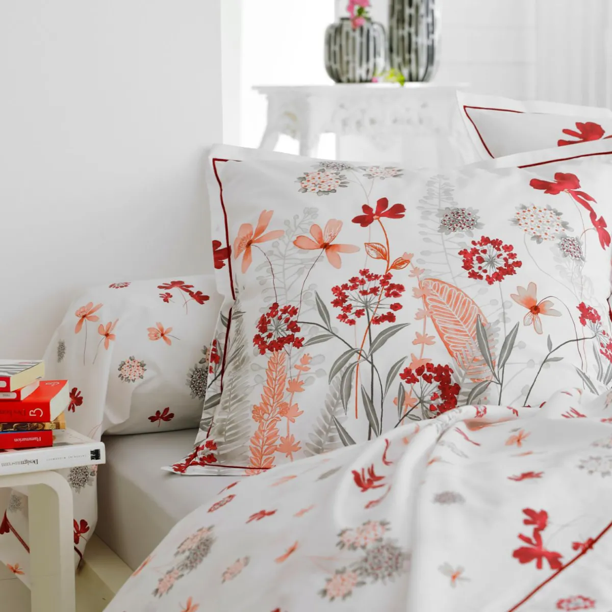 TRADI LINGE Taie d'oreiller rectangulaire percale de coton (50 x 70 cm) Petite folie Rouge Clearance