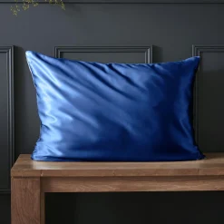 EMINZA Taie d'oreiller rectangulaire soie de mûrier (50 x 80 cm) Mizuki Bleu marine Hot