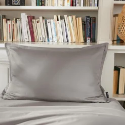 EMINZA Taie d'oreiller rectangulaire percale de coton (50 x 80 cm) Cali Gris clair New