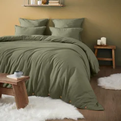 EMINZA Taie d'oreiller rectangulaire flanelle de coton (50 x 80 cm) Nina Vert romarin New