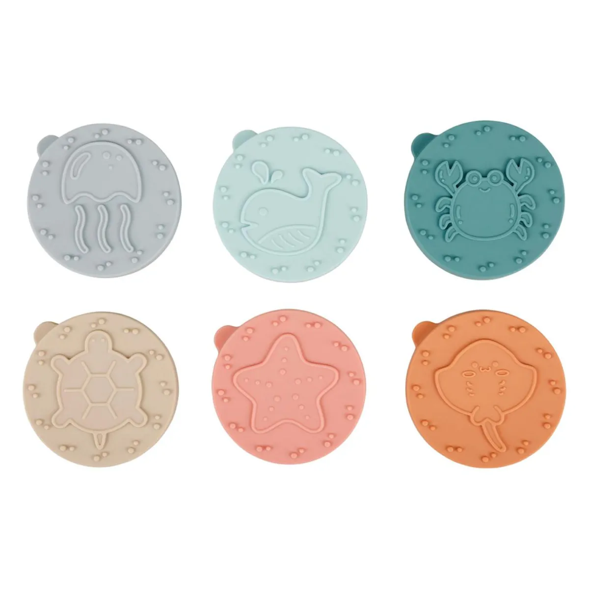 OSTARIA Tampon pour pâte à modeler bois et 6 disques silicone (H7,5 cm) Beige