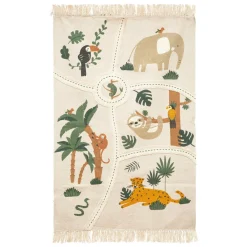Atmosphera createur d'interieur for kids Tapis coton enfant (150 x 100 cm) Carte jungle Multicolore Best