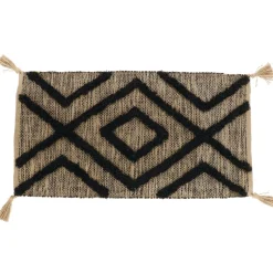 TENDANCE Tapis coton et jute (45 x 90 cm) Lagos Noir