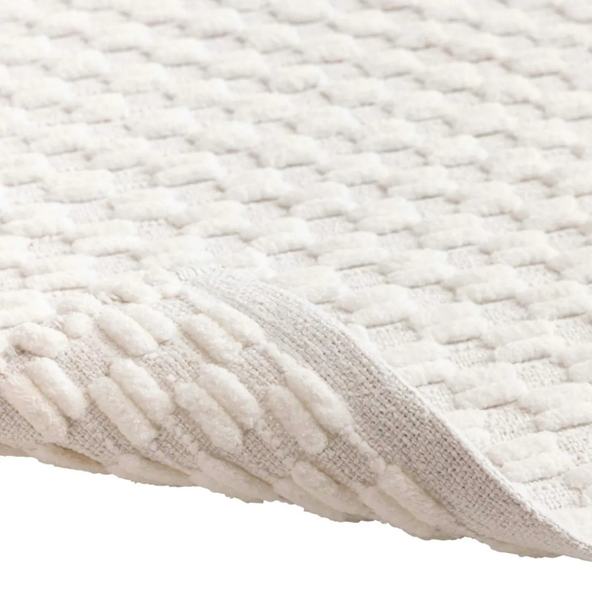 douceur d'intu017drieur Tapis de bain coton tissé (50 x 80 cm) Lois Beige Ecru Clearance
