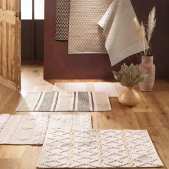 DOUCEUR D'INTERIEUR Tapis de salon coton (60 x 90 cm) Athos Ecru Discount