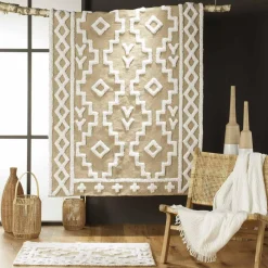 DOUCEUR D'INTERIEUR Tapis de salon jute et coton (120 x 170 cm) Medine Beige Hot