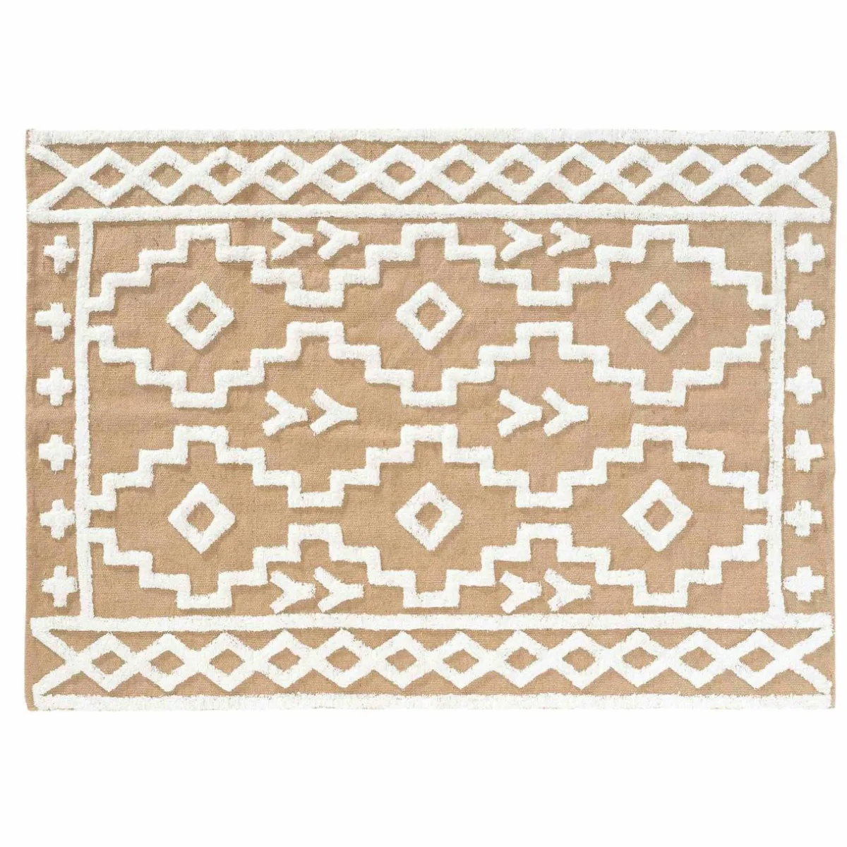 DOUCEUR D'INTERIEUR Tapis de salon jute et coton (120 x 170 cm) Medine Beige Hot