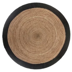 ATMOSPHERA Tapis de salon jute rond (120 cm) Bord Noir Hot