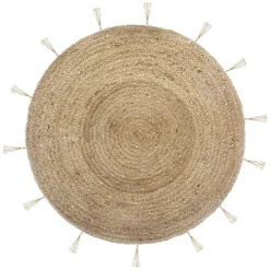 ATMOSPHERA Tapis de salon jute rond (80 cm) Lurex Cosy Beige Best