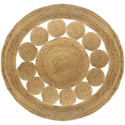 ATMOSPHERA Tapis de salon jute rond (120 cm) Vent naturel Beige Outlet