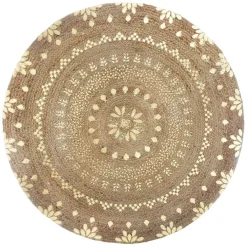ATMOSPHERA Tapis de salon jute rond (115 cm) Gold shine Or New